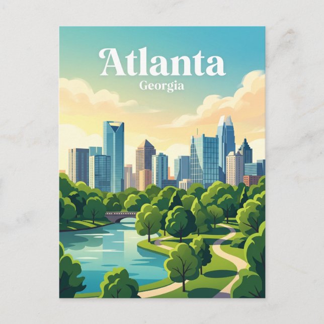 Atlanta Skyline USA Postcard (Front)