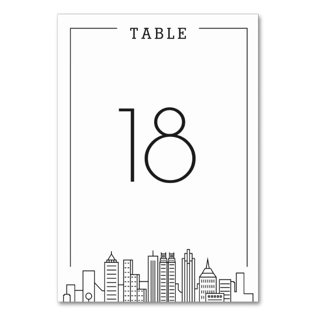 Atlanta Skyline Wedding | Table Number (Front)