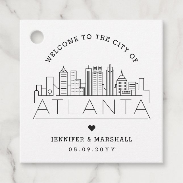 Atlanta Skyline | Wedding Welcome Favour Tags (Front)