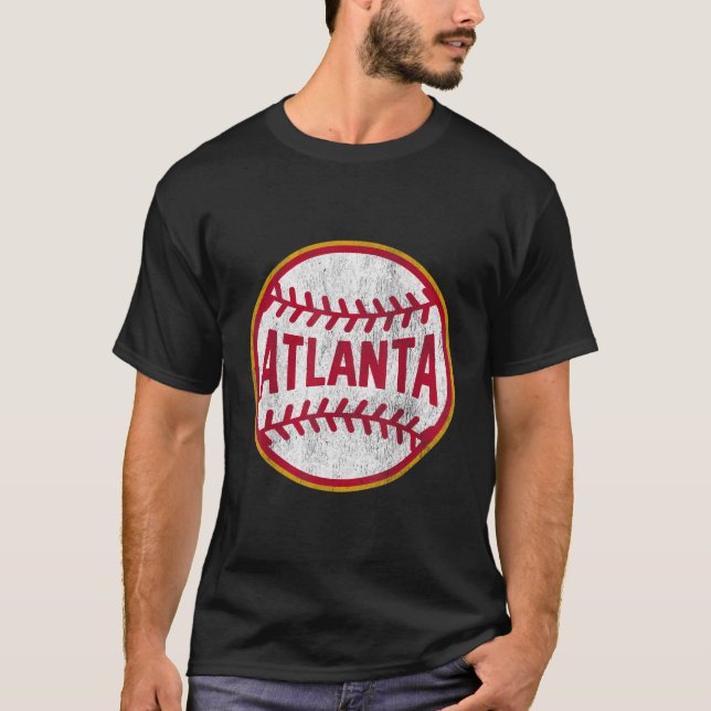 Atlanta Tee Vintage Baseball Throwback Retro (Front)