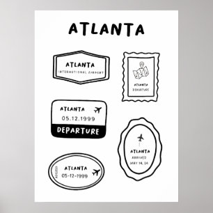 Atlanta - Travel Stamp Collection Minimalist Poster