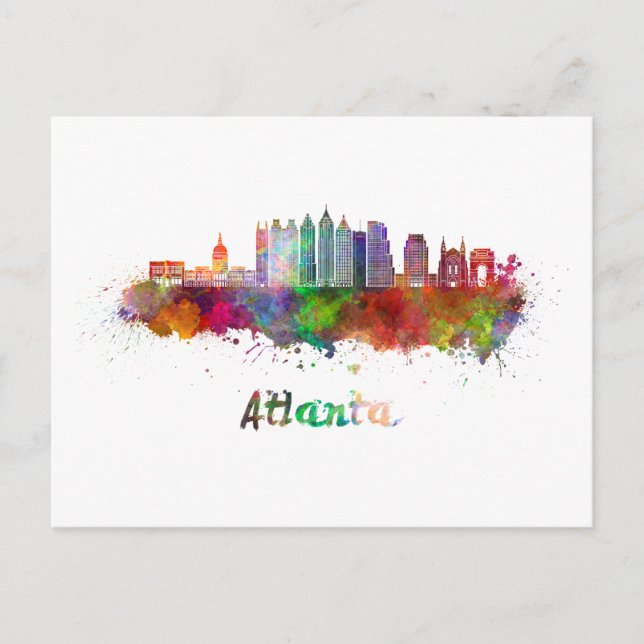 Atlanta V2 skyline in watercolor Postcard (Front)
