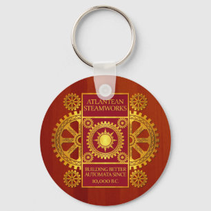 Atlantean Steamworks - Gold & Red on Cherrywood Key Ring