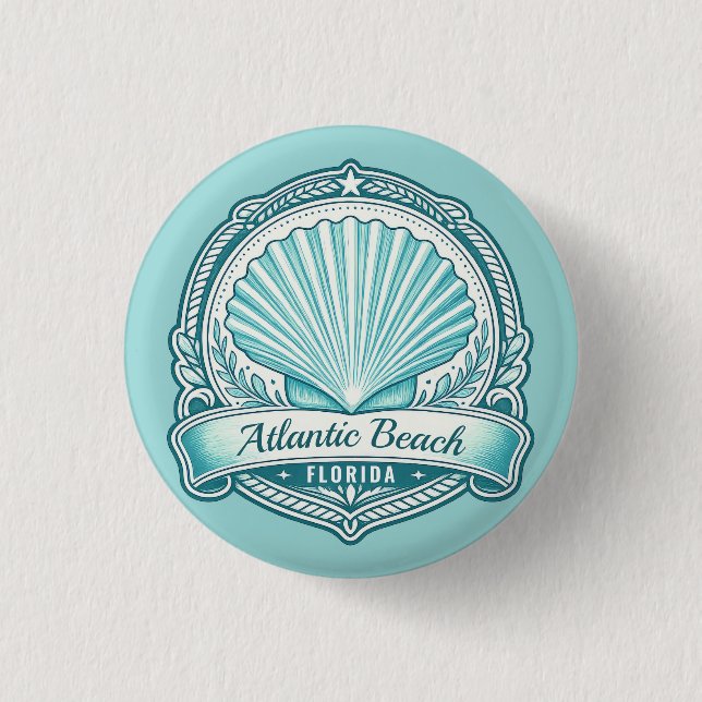 Atlantic Beach FL Coastal Seashell Emblem 3 Cm Round Badge (Front)