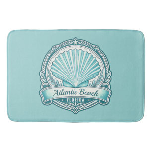 Atlantic Beach FL Coastal Seashell Emblem Bath Mat