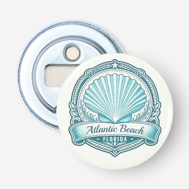 Atlantic Beach FL Coastal Seashell Emblem Bottle Opener (Front)