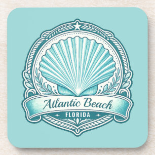 Atlantic Beach FL Coastal Seashell Emblem Coaster