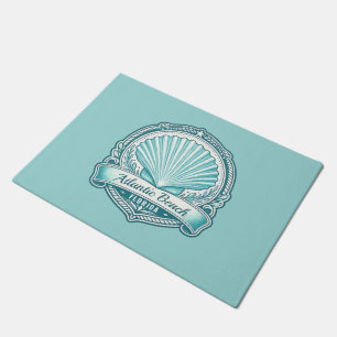 Atlantic Beach FL Coastal Seashell Emblem Doormat