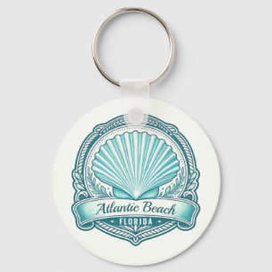 Atlantic Beach FL Coastal Seashell Emblem Key Ring