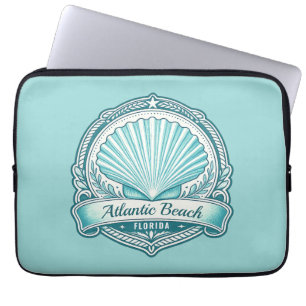 Atlantic Beach FL Coastal Seashell Emblem Laptop Sleeve