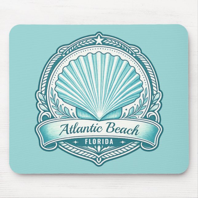 Atlantic Beach FL Coastal Seashell Emblem Mouse Pad (Front)
