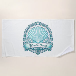 Atlantic Beach FL Coastal Seashell Emblem Towel