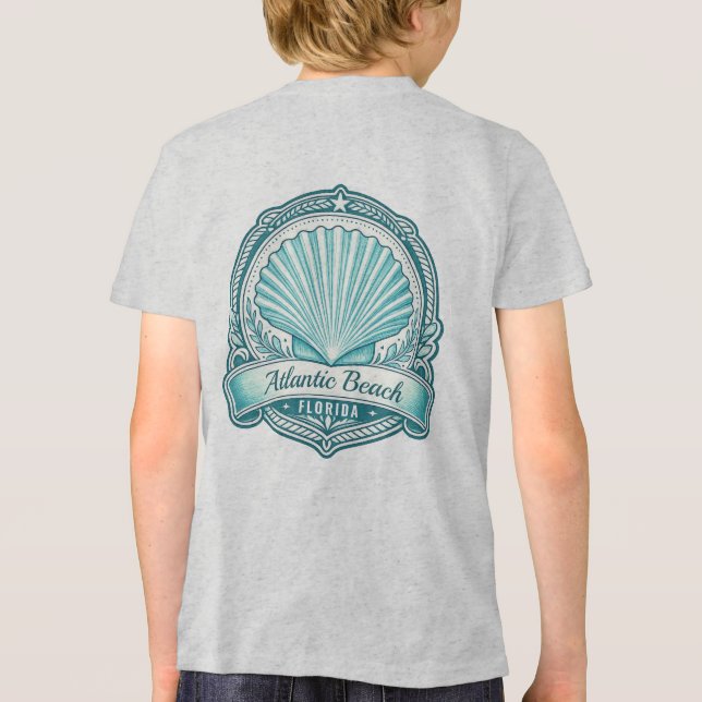 Atlantic Beach FL Coastal Seashell Emblem Tri-Blend Shirt (Back)