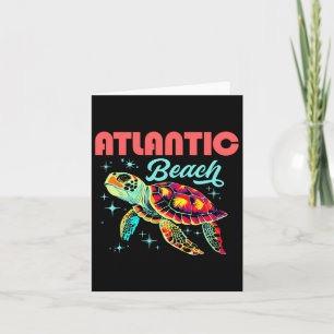 Atlantic Beach Nc Artistic Sea Turtle Retro Card