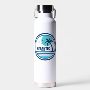 Atlantic Beach North Carolina Palm Tree Birds Water Bottle