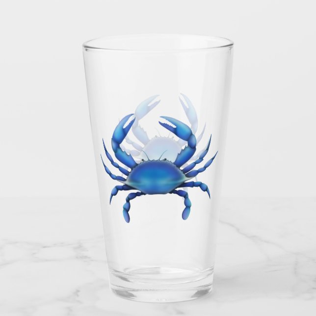 Atlantic Blue Crab Glass Tumbler (Front)