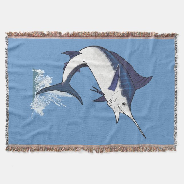 Atlantic Blue Marlin Throw Blanket (Front)
