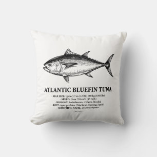 Atlantic Bluefin Tuna Scientific Illustration  Cushion