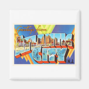 Atlantic City 2 New Jersey NJ Vintage Travel - Magnet