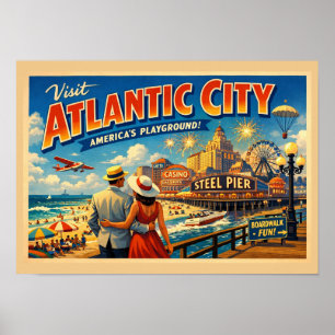 Atlantic City America's Playground Travel Poster