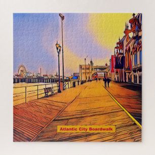 Atlantic City Beach Boardwalk Jigsaw Puzzle