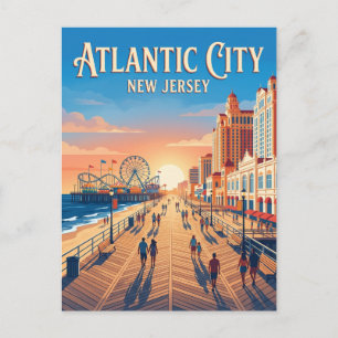 Atlantic City Boardwalk USA Postcard