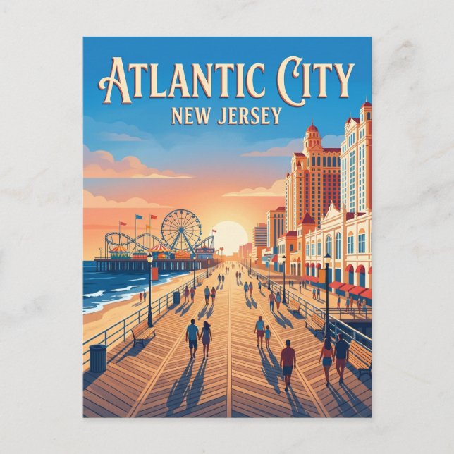 Atlantic City Boardwalk USA Postcard (Front)