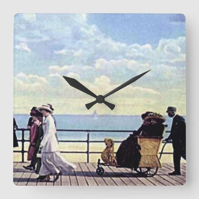Atlantic City New Jersey Along the Boardwalk Square Wall Clock (Front)