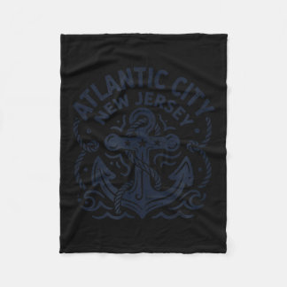 Atlantic City New Jersey Anchor Rope Nautical Gift Fleece Blanket