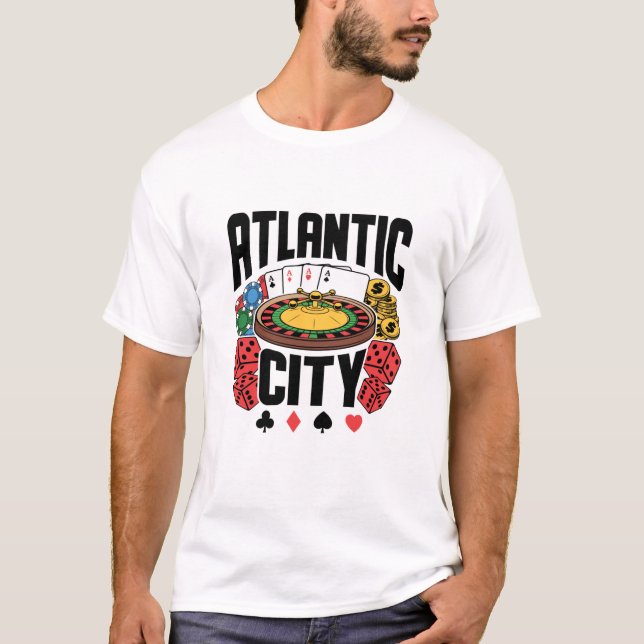 Atlantic City New Jersey Casino Gambling T-Shirt (Front)