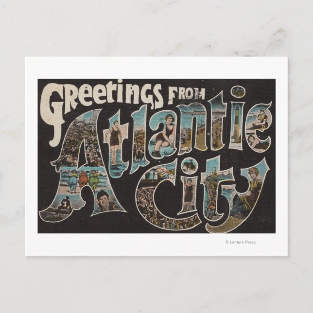 Atlantic City, New Jersey - Large Letter Scenes Postcard (Front)