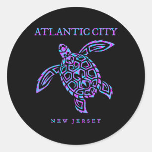 Atlantic City New Jersey Sea Turtle Beach Vacation Classic Round Sticker