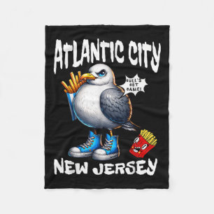 Atlantic City New Jersey Seagull French Fries Funn Fleece Blanket