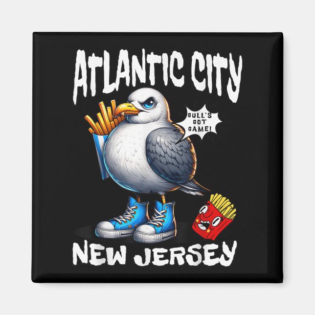 Atlantic City New Jersey Seagull French Fries Funn Magnet (Front)