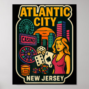 Atlantic City New Jersey Vacation Casino Gaming Ga Poster