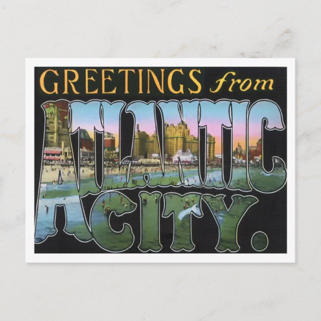 Atlantic City, New Jersey Vintage Big Letters Postcard (Front)
