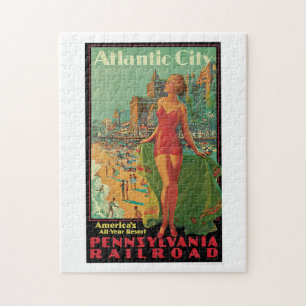 Atlantic City, New Jersey Vintage Travel Jigsaw Puzzle