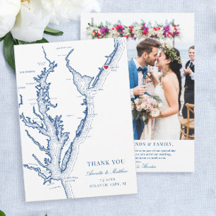 Atlantic City New Jersey Wedding Photo Thank You Card