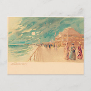 Atlantic City Night Postcard