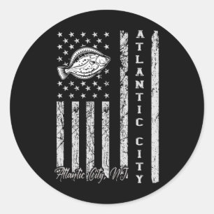 Atlantic City Nj For Fluke Fishing Fishermen Classic Round Sticker