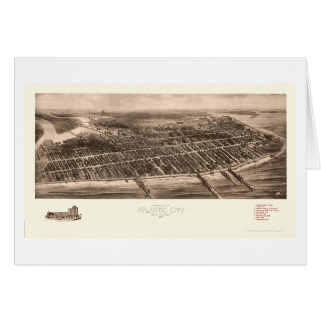 Atlantic City, NJ Panoramic Map - 1909 (Front Horizontal)