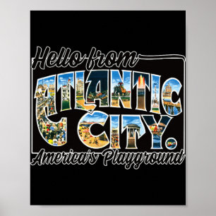 Atlantic City Nj Vintage Stcard Souvenir T Shirt Poster