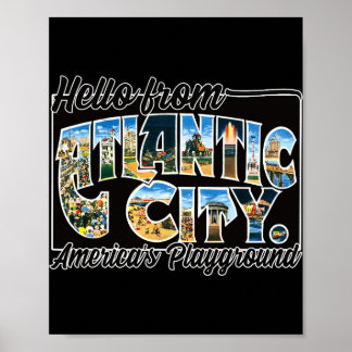 Atlantic City Nj Vintage Stcard Souvenir T Shirt Poster