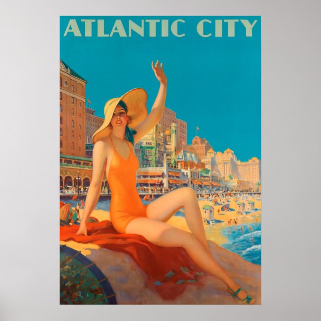 Atlantic City, Pennsylvania Vintage Travel Poster (Front)