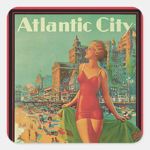 Atlantic City Resort, Pennsylvania Railroad Travel Square Sticker