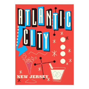 Atlantic city Vintage gambling travel poster