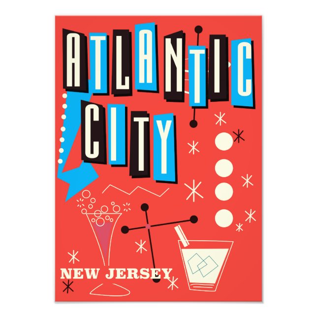 Atlantic city Vintage gambling travel poster (Front)