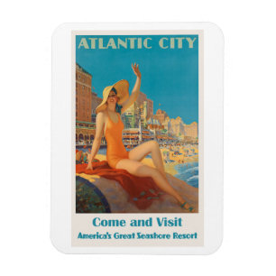 Atlantic City Vintage Travel Poster Magnet