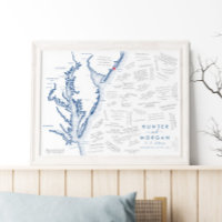 Atlantic City Wedding Modern Map Guest Book Poster