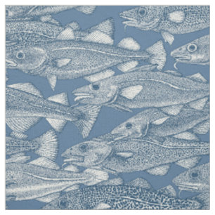 Atlantic cod cobalt denim fabric